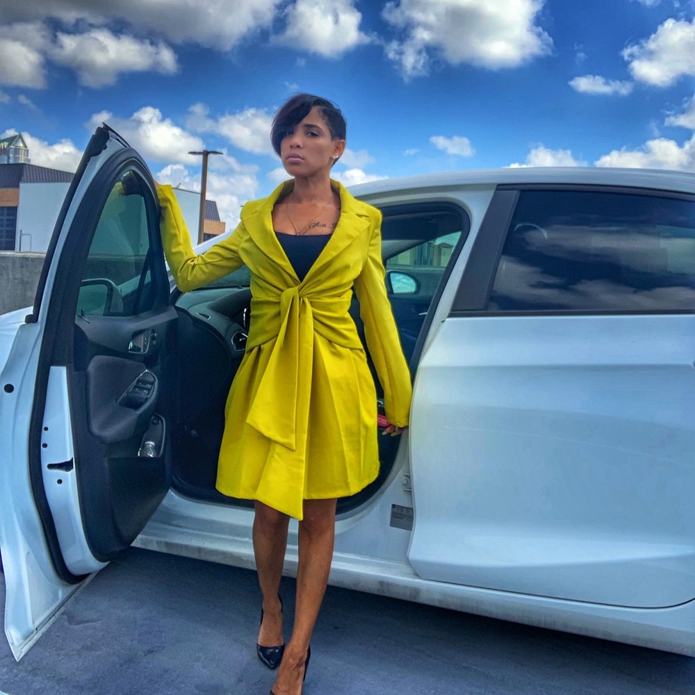 Golden yellow blazer dress